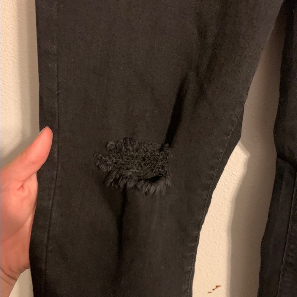 Size 10 Black Factory Distressing Torrid Skinny Jeans - Picture 3 of 5